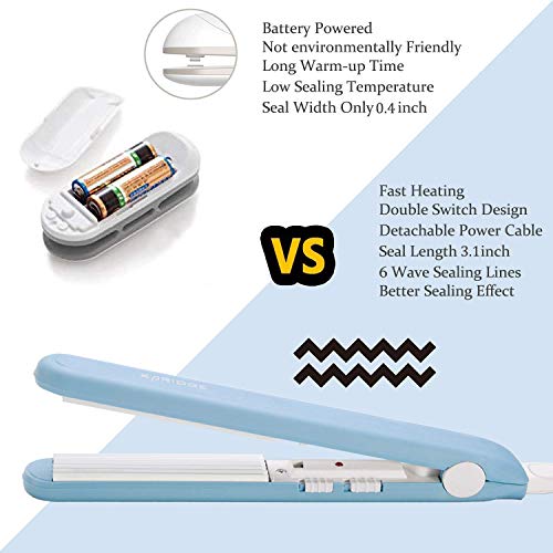 UPGRADE Mini Bag Sealer for Food Storage, Mini Sealing Machine Heat Seal Portable Heat Sealer Resealer Handheld Kitchen Gadgets for Chip Bags, Plastic Bags, Color Street Nail Strips, Mylar Bags - Blue