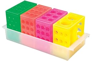 GENESEE SCIENTIFIC 4-Way Flipper Microtube Rack w/Tray (4 Racks) - Compact, & Versatile Fluorescent Rack to Accommodate Popular Tube Sizes - Chemically Resistant Polypropylene Tubes - Laboratory Equipment