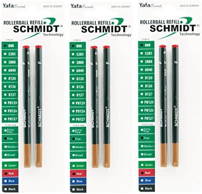 Schmidt Safety 888 Ceramic Rollerball Fine Point 0.6mm Plastic Tube, Red, 6 Pack Blister (SC58170)