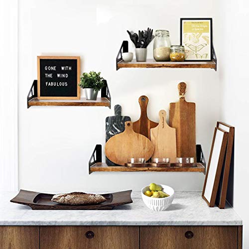 QEEIG Floating Shelves Bedroom Rustic Wall Mounted Shelf Bathroom Shelfs Kitchen Living Room Farmhouse Bookshelf Set of 3