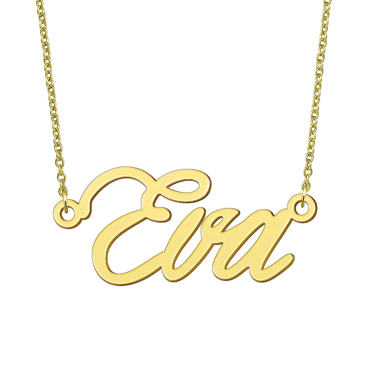 BYBWBL Eva Name Pendant Necklace 18k Gold Plated
