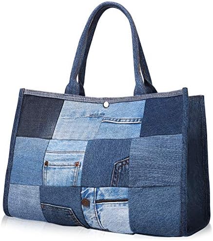 [ノーブルライリー] デニムバッグ トートバッグ 肩掛け 大容量 丈夫 パッチワーク bag かばん 鞄 レディース カジュアル