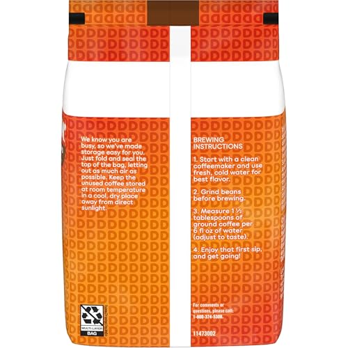 DUNKIN’ ORIGINAL BLEND MEDIUM ROAST WHOLE BEAN COFFEE, 18 OUNCE