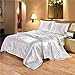 DREFEEL Hotel Quality Solid White Duvet Cover Set Queen/Full Size Silk Like Satin Bedding with Hidden Zipper Ties Soft Reversible Stain Resistant Quilt/Comforter Cover Set