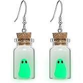 Ghost Earrings, Ghost In A Bottle Earring, The Adopt A Ghost Earring, Halloween Tiny Glow-In-The-Dark Spooky Charm Pendant Earrings Party Jewelry Gifts for Women
