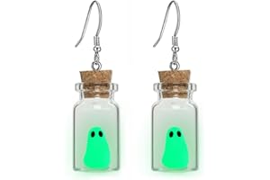TKHLT Ghost Earrings, Ghost In A Bottle Earring, The Adopt A Ghost Earring, Halloween Tiny Glow-In-The-Dark Spooky Charm Pendant Earrings Party Jewelry Gifts for Women