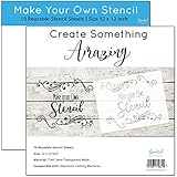 MAKE YOUR OWN STENCIL - (10 Pack) 12 x 12 inch blank stencil sheets - Ideal for use with Cricut & Silhouette machines (Mylar Material)