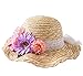 Connectyle Kids Summer Straw Hat with Flowers Beach Sun Protection Hats for Girls