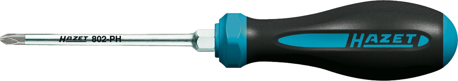 Cacciavite HAZET HEXAnamic 802-PH0,Con impugnatura antiscivolo a 3 componenti per un'elevata trasmissione della forza,Profilo anatomico con incavo a croce larghezza trasversale PH0,Lunghezza: 159 mm