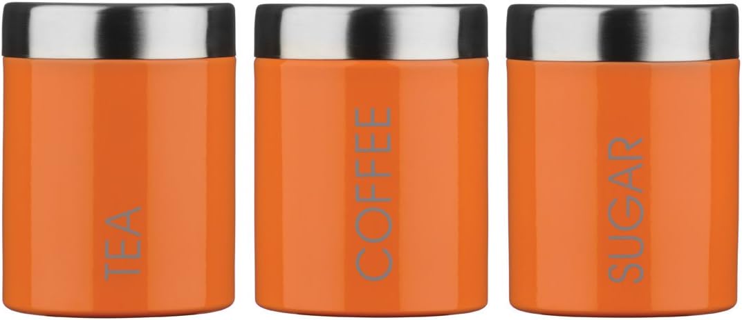 orange tea and coffee canisters