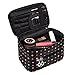 Double Layer Traveling Makeup Bag Small Dots Pattern Cosmetic Bag with Mirror-Small size(Black)