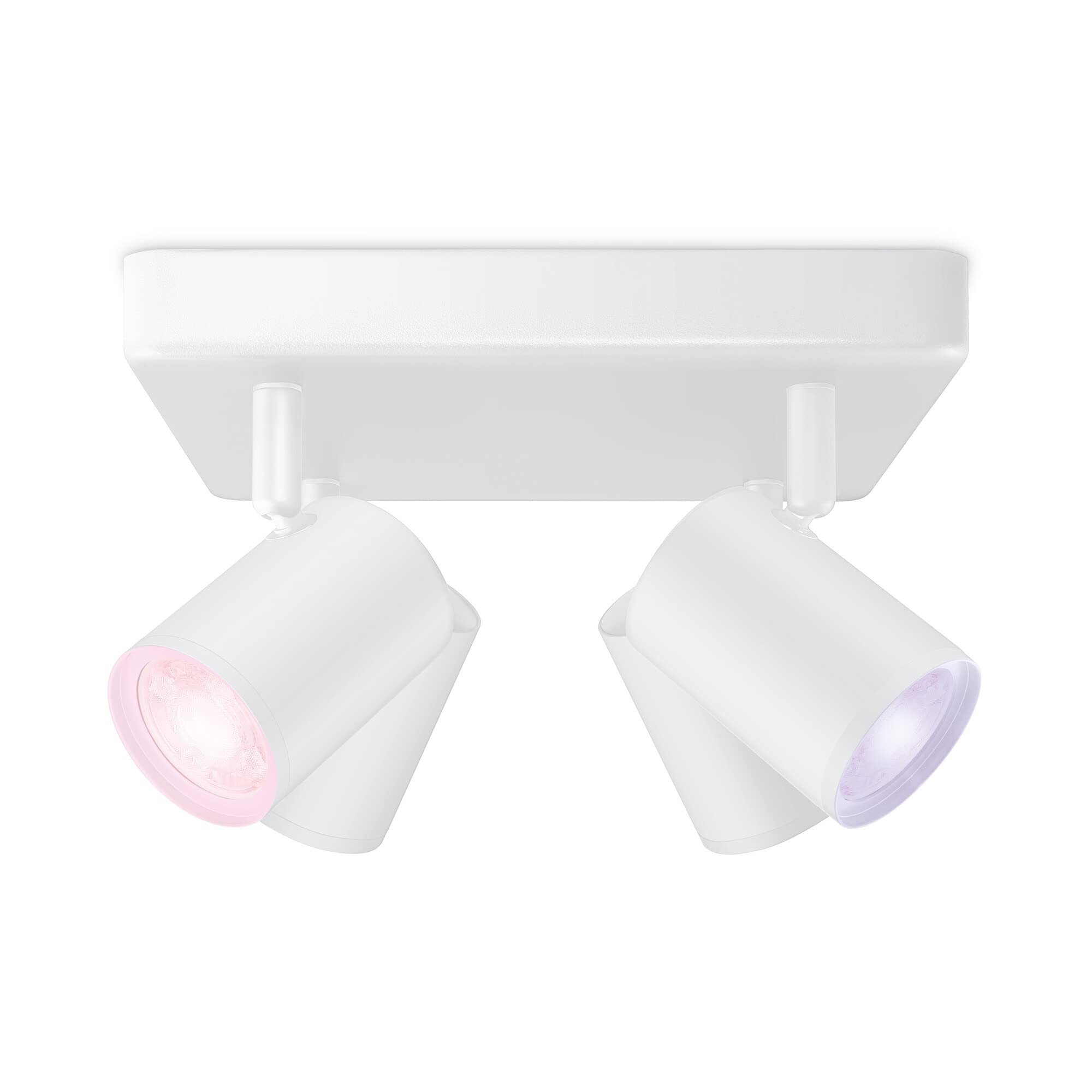 WiZ Colour Imageo Smart Connected WiFi Ceiling Light Spot Fixture. [4 Spot - White Square] App Control for Indoor Home Lighting, Livingroom and Bedroom
