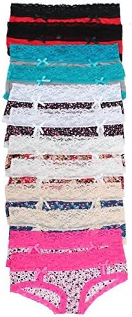 Youmita 12 Pack Flower Print with Lace Edges Panties (S)
