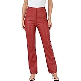 HDE Women's Faux Leather Pants High Waisted Straight Leg Trousers with Pockets