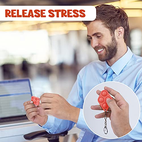 3Pcs Mini Pop Fidget Toy - Push & Pop It Packs with Keychain Simple Dimple Toys for Kids Teen Adults,Help Relieve Stress