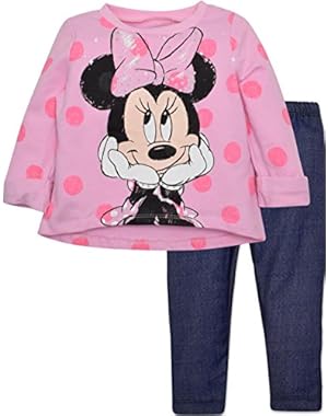 Minnie Mouse French Terry Top and Denim Jeggings - Pink with Polka Dots