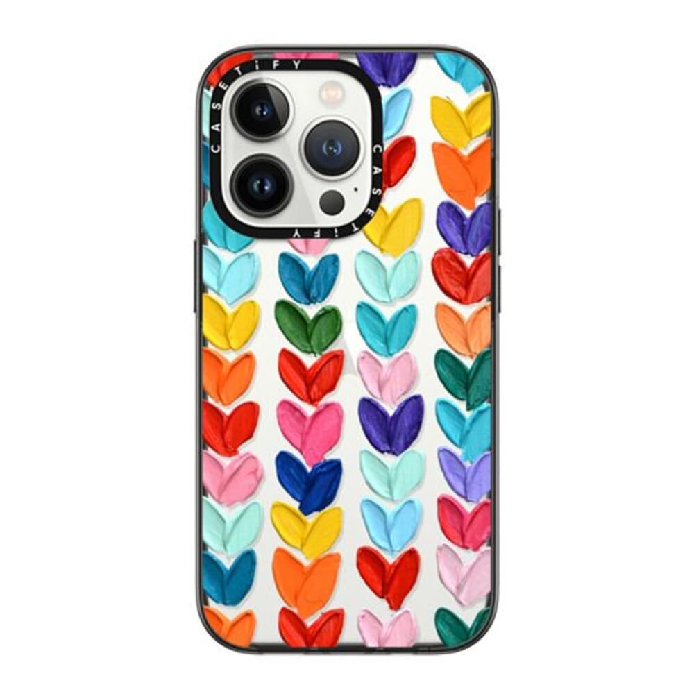 CASETiFY Compact iPhone 14 Pro Case [2X Military Grade Drop Tested / 4ft Drop Protection] - Clear Polka Daub Hearts - Clear Black — image 1