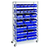 Seville Classics Commercial 8-Tier UltraZinc/Blue NSF 24-Bin Rack Storage System
