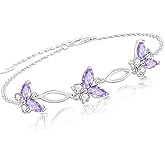 SUNCHIO Gifts for Birthday Holiday,Butterfly Shaped Sterling Silver Bracelet Jewelry Adjustable and Charming Link Bracelet for Women Ideal Gifts for Her Mom Wife