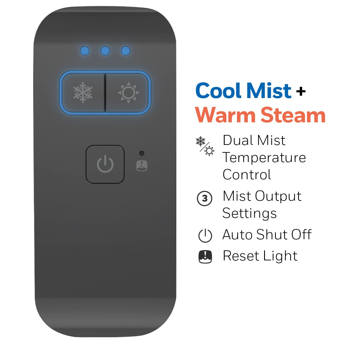 Honeywell Dual Comfort Cool + Warm Mist humidifier. Humidifier for Bedroom, Office, Living Room and Home. Provides Temporary Relief from Dry air discomforts - Black, HWC775B