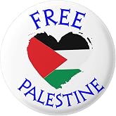 Free Palestine with Heart Shaped Flag Pin for Jackets, Backpacks, Hats Button Pinback 1.5 Inches