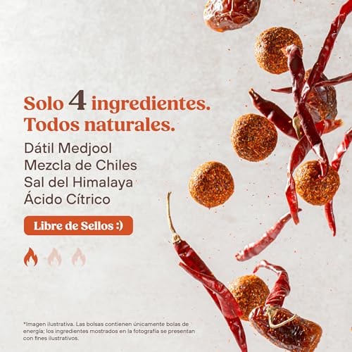 Dat Snack Bolas de Energía de Dátil Enchilado, Snack Saludable Sin Azúcar Añadida, Solo 4 Ingredientes con Fibra y Bajas en Sodio (3 Pack, 360g total)