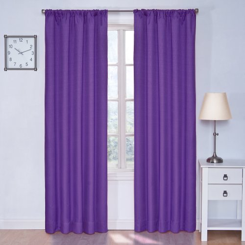 Eclipse Blackout Curtains For Bedroom Kendall Insulated Darkening Single Panel Rod Pocket Window Treatment Living Room, 42" X 54", Purple