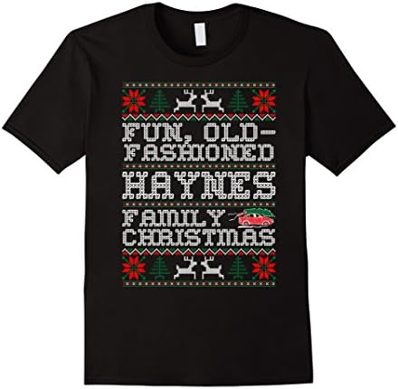 Men's Fun Old Fashioned Haynes Family Christmas Ugly T Shirt 3XL Black