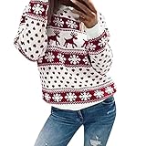 Sunhusing Ladies Christmas Print Crew Neck