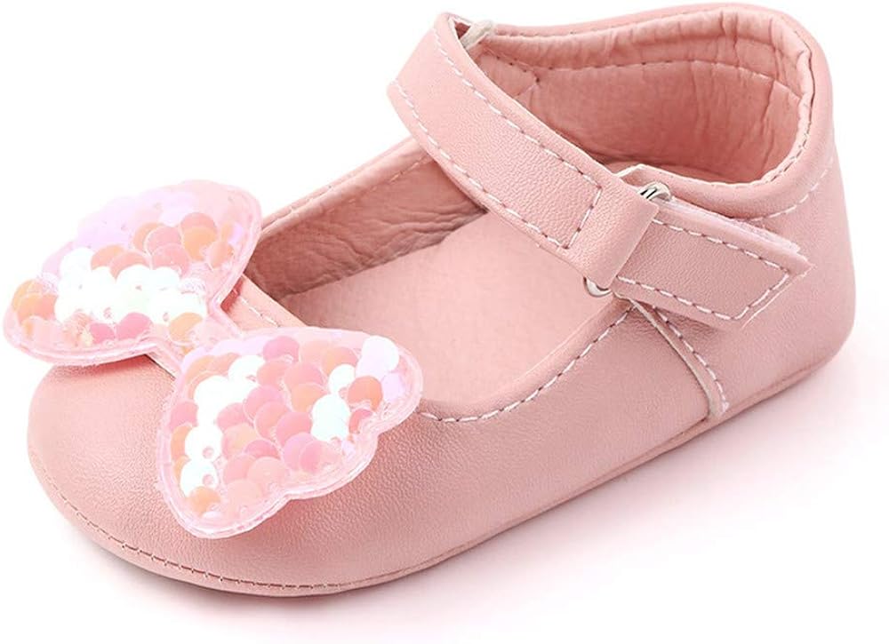 OAISNIT Baby Girl Shoes Mary Jane Flats Anti-Slip Princess Wedding Dress Infant Girl Soft Lightweight Crib Shoes