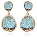 BONALUNA Bohemian Wood And Marble Effect Oval Shaped Drop Statement Earrings (TURQUOISE)