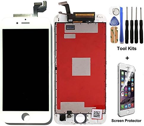 CELLPHONEAGE For iPhone 6S 4.7 Inch New LCD Touch Screen Replacement With 3D Touch White Digitizer Glass Disply Assembly Replacement + Free Repair Tool Kits + Free Screen Protector