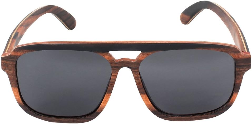 Grey Wooden Frame Unisex Square Sunglasses