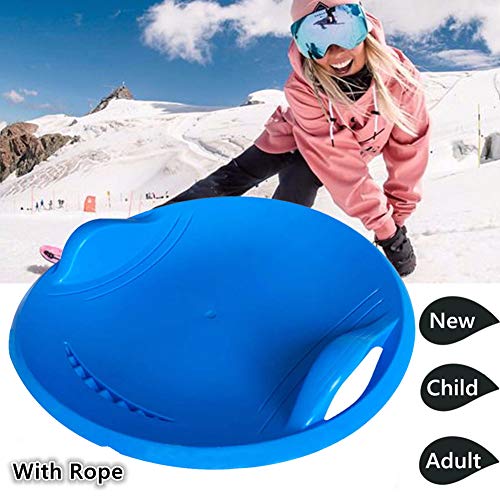 HLovebuy Sleigh Snow Sled, Children's Snow Saucer Sleds Tube Skiing Tools, Plastic Toboggan Snow Sled with Pull Rope for Kids Adult Grass Skiing/Sand Boarding/Skiing