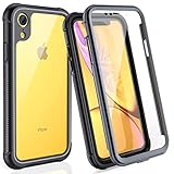 FITFORT iPhone XR Case Full Body Rugged Case with Built-in Touch Sensitive Anti-Scratch Screen Protector, Ultra Thin Clear Shock Drop Proof Impact Resist Extreme Durable Protective Cover
