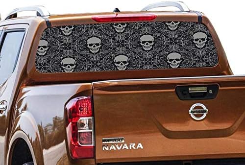 Gold Fish Decals Rear Window Perforated See Thru Graphic Scull Decal Sticker Compatible with Nissan Navara NP300