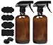 2 Pack - SimpleHouseware 16oz Amber Glass Spray Bottles with Chalk Labels