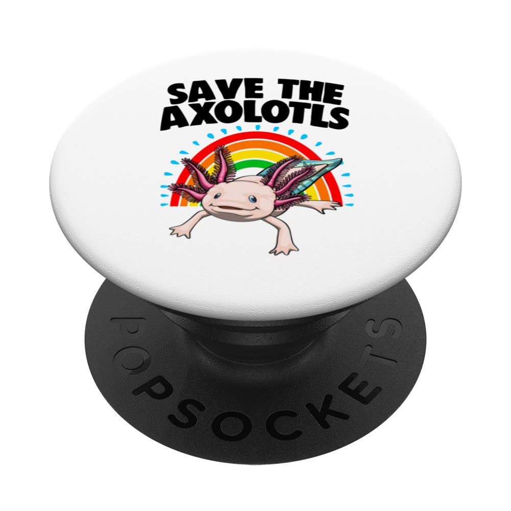 Save The Axolotl Rainbow Women Mexican Fish Funny PopSockets Swappable PopGrip
