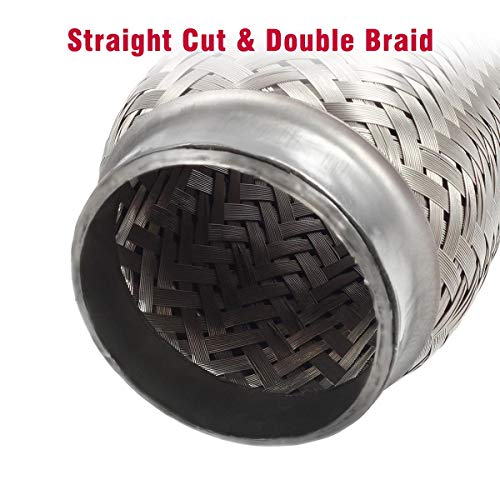 Upower 2.5 Inch Diameter Exhaust Flex Extension Pipe Connector Tube, 6"OAL Heavy Duty Stainless Steel 25006D Couplings