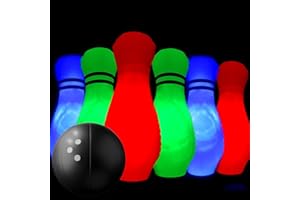 PROLPINGS Kids Bowling Toys Set,Large Inflatable Light up Bowling,6 Glow Pins+1 Ball Bowling Pins Games for Kids Indoor Outdoor,Great Game for Boys Girls