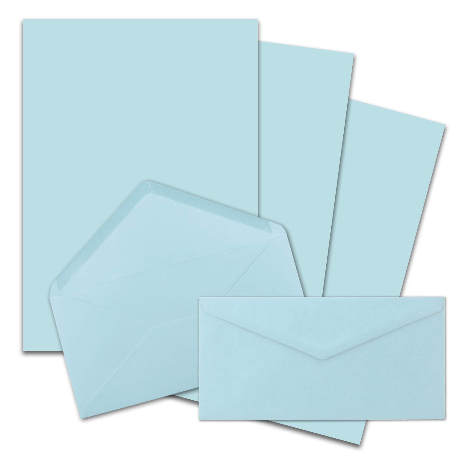 FarbenFroh by Gustav Neuser 25 x A4 Writing Paper Sets with DIN Long Envelopes, Wet Seal, Light Blue, Matte Writing Paper with Envelopes — image 1