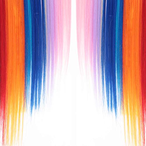 48 Pcs Colorful Straight Hair Extensions Clip in 21 Inch Rainbow Multi-color Clip in Synthetic Long Hairpiece Party Highlights Colorful Clip in Hair Extensions for women girls kids gift - Thumbnail 4