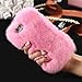 For Apple iPhone 6 6s 4.7'' Case, FLOVEME [Slim Fit] [Bling Diamond] Luxury Winter Soft Warm Faux Rabbit Fur Fuzzy Plush with Crystal Cute Bowknot Protective Back Cover for Girls Xmas Gift, Pink