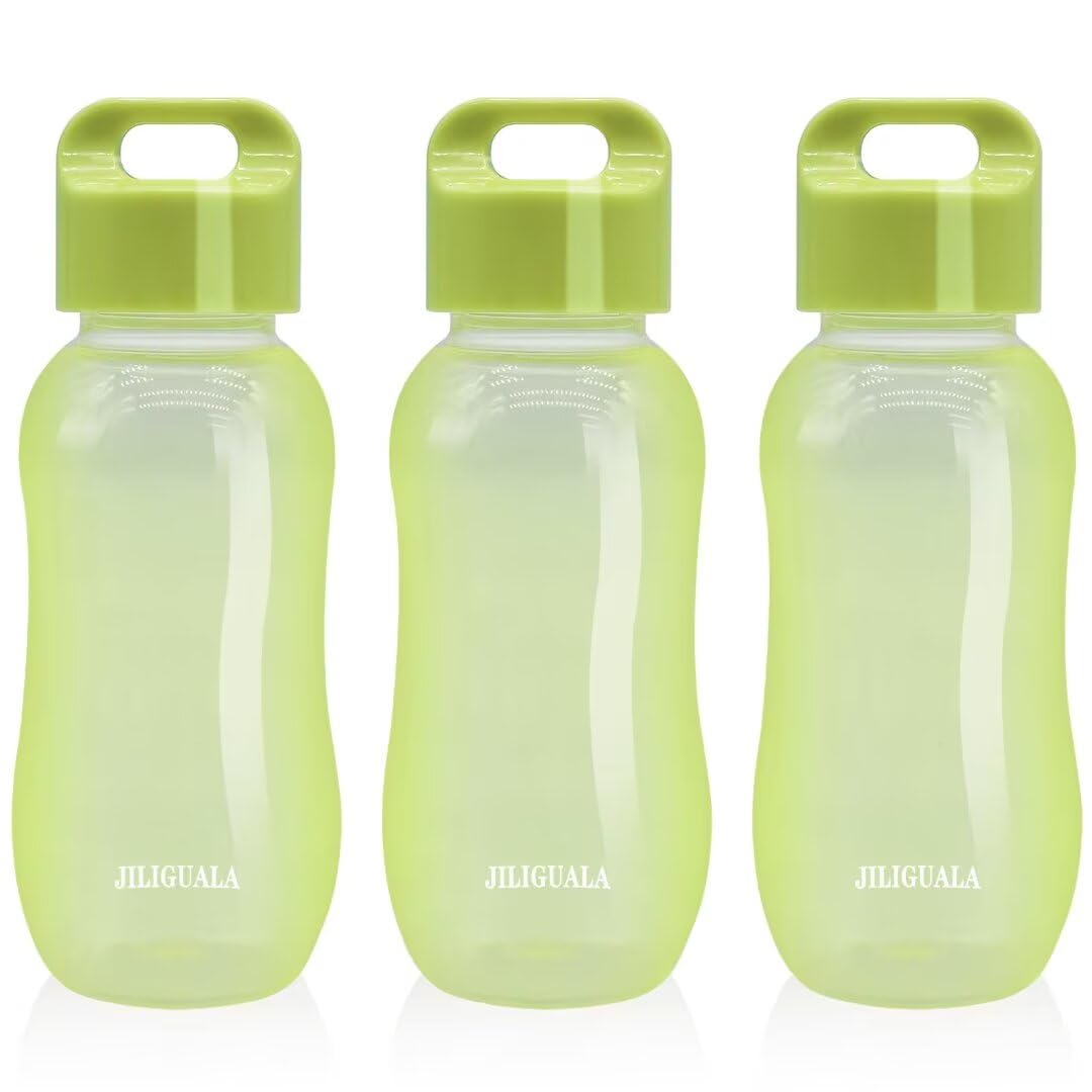 JILIGUALA Plastic Coffee Travel Mugs Water Bottle Sports Water Bottle Cup for Milk, Coffee, Tea, Juice Size 350ml (12oz), Green Pack of 3