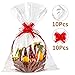 ELTNEGSA 30x45 Inch Clear Basket Bags 10 Pack Large Cellophane Wrap Bags Basket Packaging Bags with 10pcs Bows for Christmas Packages Fruit Basket