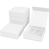 Mirgrime Jewelry Gift Boxes, 5 Pack 3.5x3.5x1 inch Small Jewelry Boxes, Cardboard Box for Necklaces Bracelet Earring Ring (White)