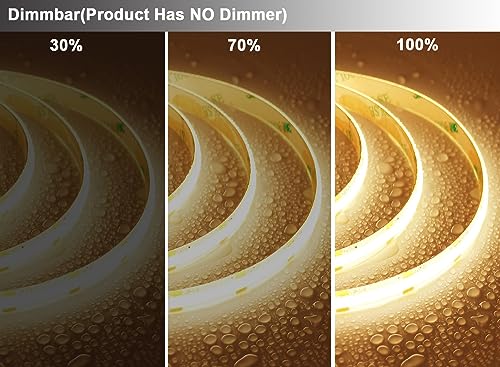 TOPAI COB LED Strip 12 V Warm White Outdoor Waterproof IP65, 5 m LED Strip 3000 K Self-Adhesive, Cuttable, CRI>90, 480LEDs/M High Density, Width 8 mm, for Kitchen, Cabinet, Home Decoration