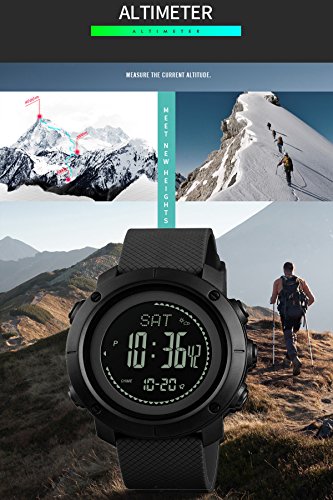 Digital Watch Military Tactical Sports Compass Pedometer Alarm Altimeter Barometer Thermometer Outdoor Army Wrist Watches Black Green