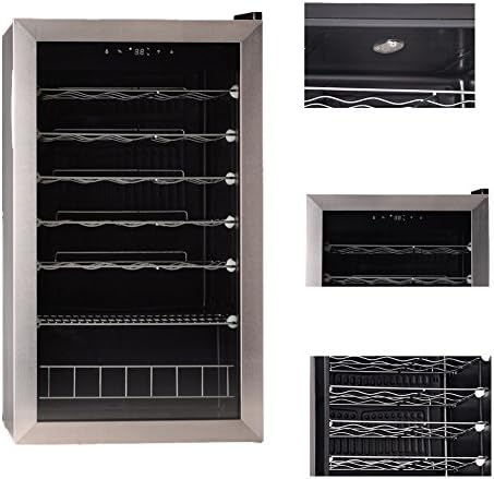 SMETA 28 Bottle Wine Cellar Cooler Freestanding Beer Refrigerator Quiet Operation Single Zone,110v,Black