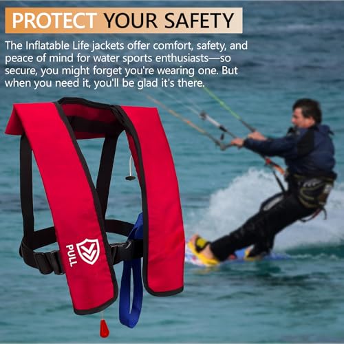 VOGUCCLO | Manual Inflatable Life Jacket for Adults| Supports up to 330 lbs | Inflatable PFD Jackets for Adults|Kayak Life Vest | PFD Low Profile for Fishing Sailing | Jet Skiing